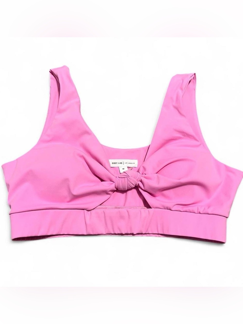 GREY LAB Bright Pink Knot-Front Crop Top / Sports Bra